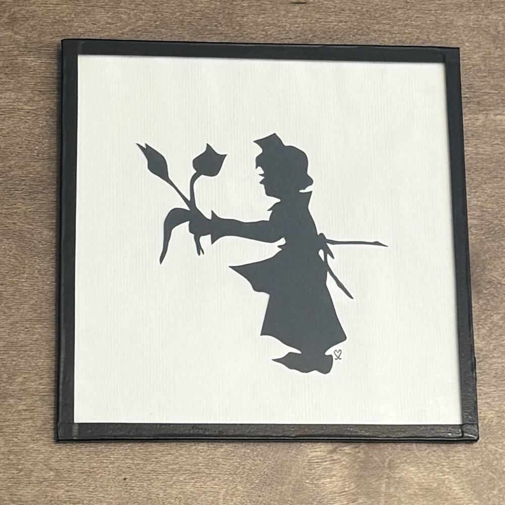 Scherenschnitte Framed Silhouette Scissor Cutting Sharon Schaich Woman Flowers